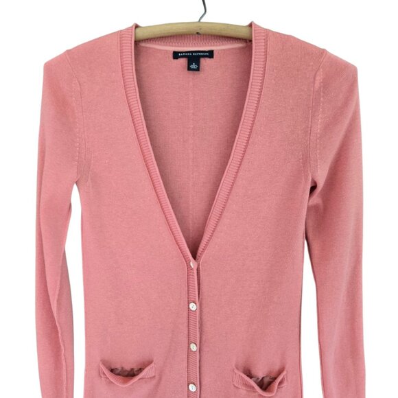 Banana Republic Womens Coral Button-Front Silk Blend Cardigan Sweater - Picture 3 of 7